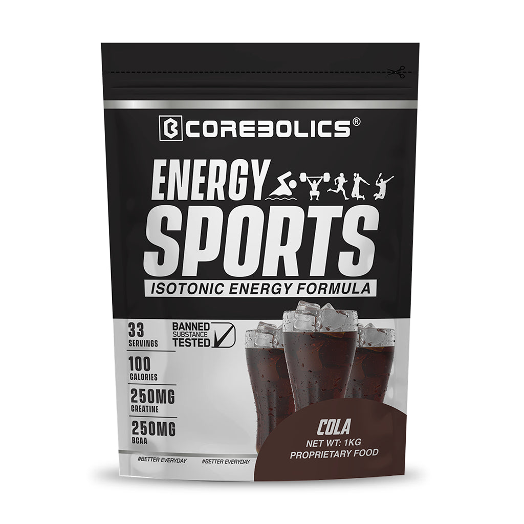 Corebolics Energy Sports (Electrolyte Powder Fortified With BCAA, Glutamine, Creatine Monohydrate and Vitamins)