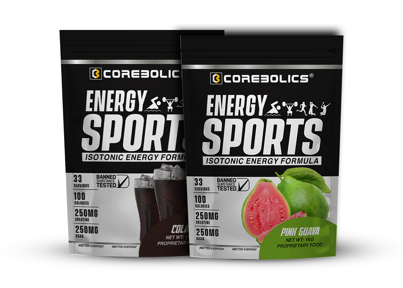 Corebolics energy sports 1kg pink guava flavor