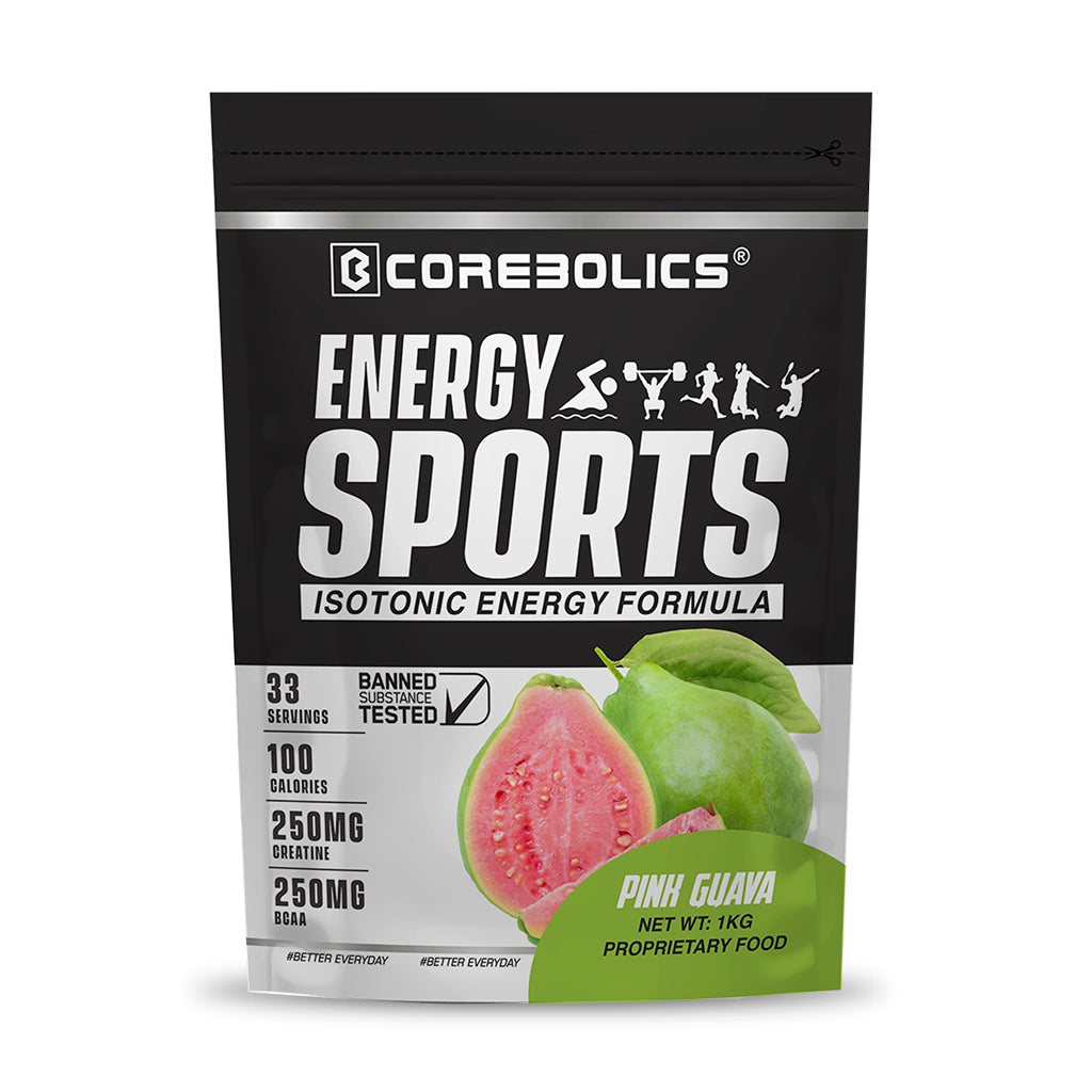 Corebolics Energy Sports (Electrolyte Powder Fortified With BCAA, Glutamine, Creatine Monohydrate and Vitamins)