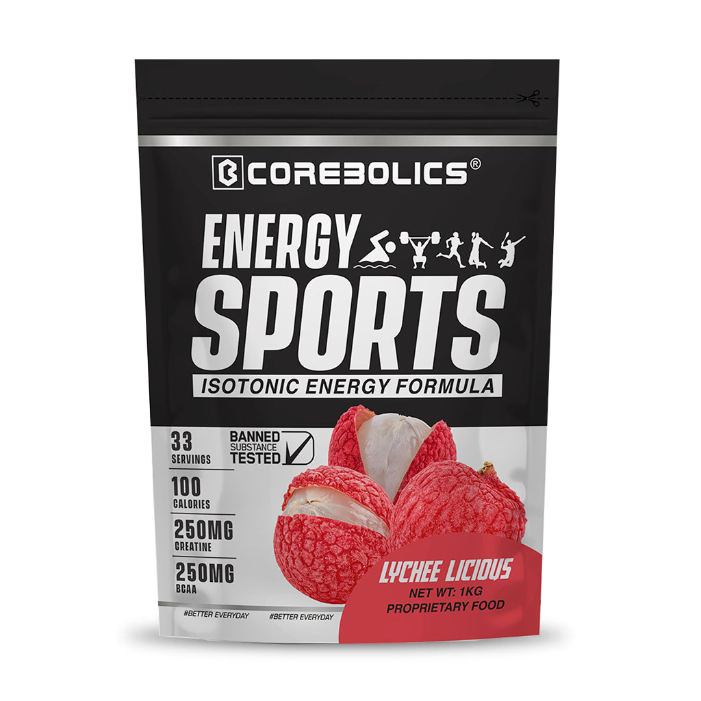 Corebolics Energy Sports (Electrolyte Powder Fortified With BCAA, Glutamine, Creatine Monohydrate and Vitamins)