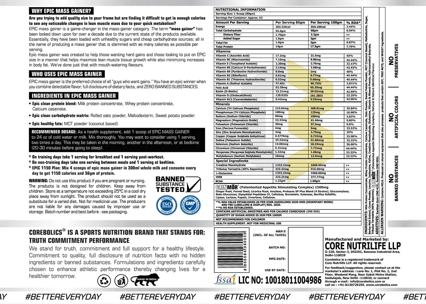 Corebolics Epic Mass Gainer