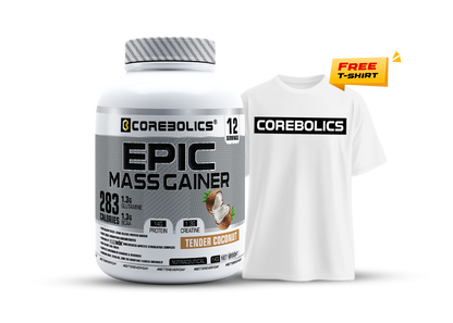 Corebolics Epic Mass Gainer (1 kg, 18 Servings) + T-Shirt free
