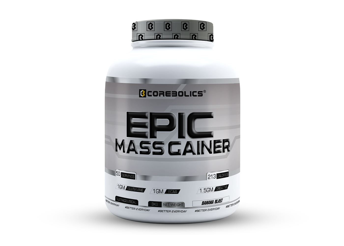 Corebolics Epic Mass Gainer(3 kg, 37 Servings)+ free gym bag and Calcium ( 30 Tablets)