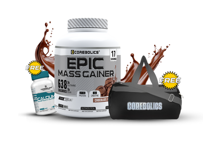Corebolics Epic Mass Gainer(3 kg, 50 Servings)+ free gym bag and Calcium ( 30 Tablets)