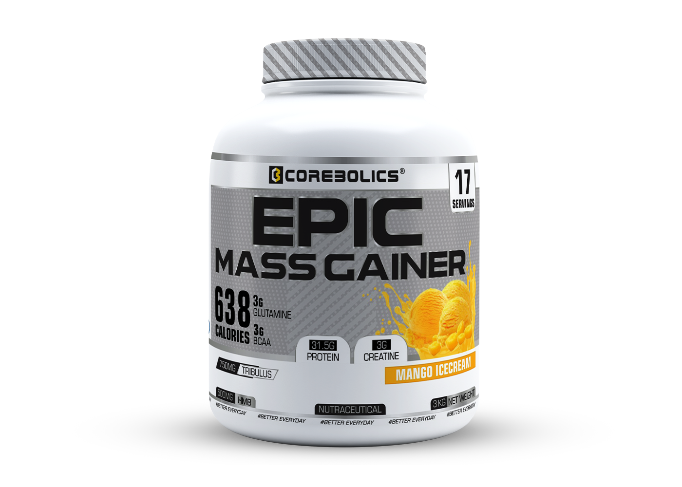 Corebolics Epic Mass Gainer(3 kg, 37 Servings)