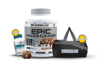 Corebolics Epic Mass Gainer(3 kg, 50 Servings)+ free gym bag and Calcium ( 30 Tablets)