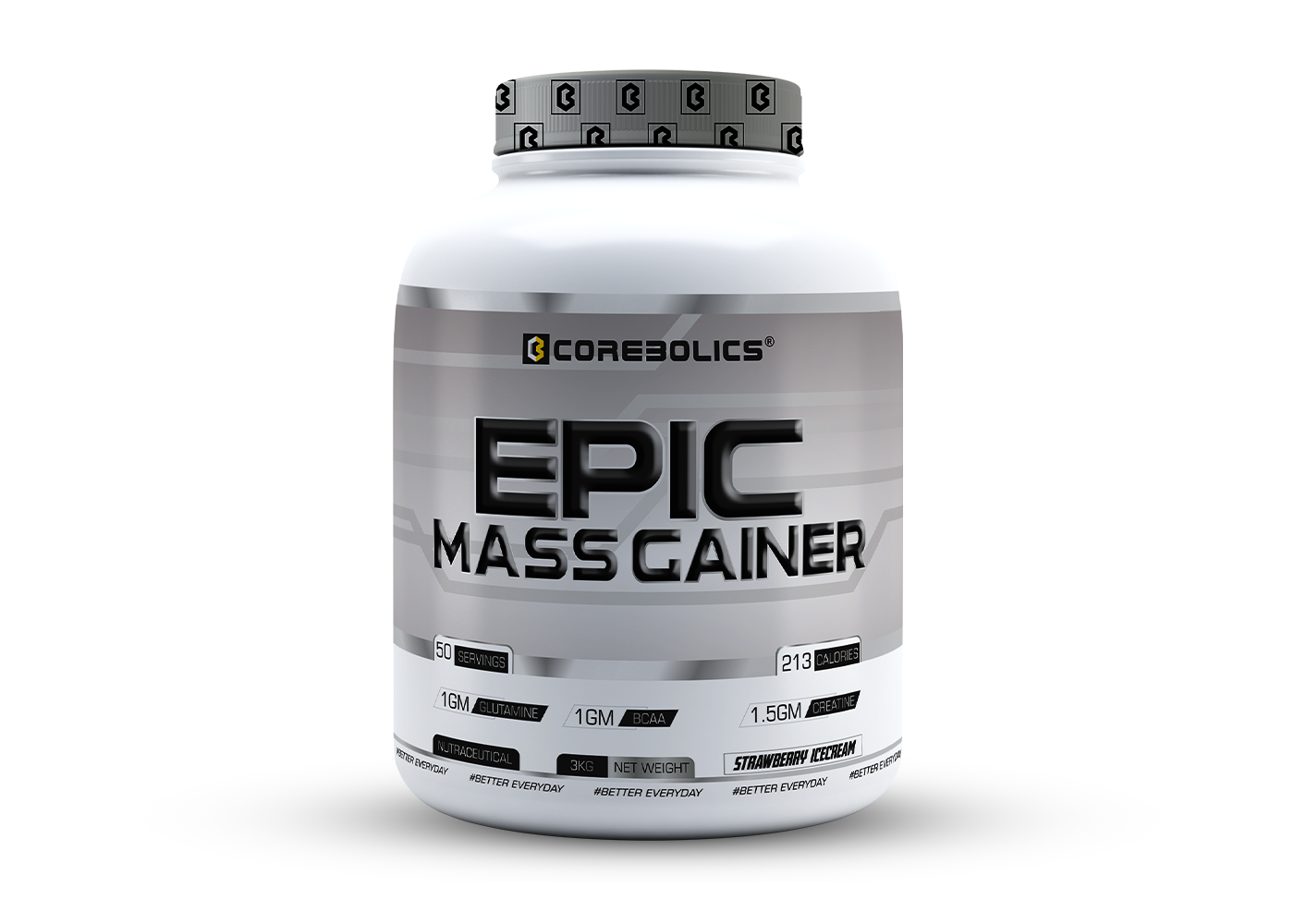 Corebolics Epic Mass Gainer(3 kg, 37 Servings)+ free gym bag and Calcium ( 30 Tablets)