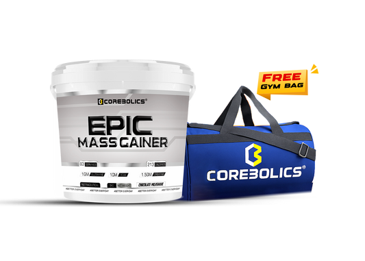 Corebolics Epic Mass Gainer (5 kg, 83 Servings) + FREE GYM BAG