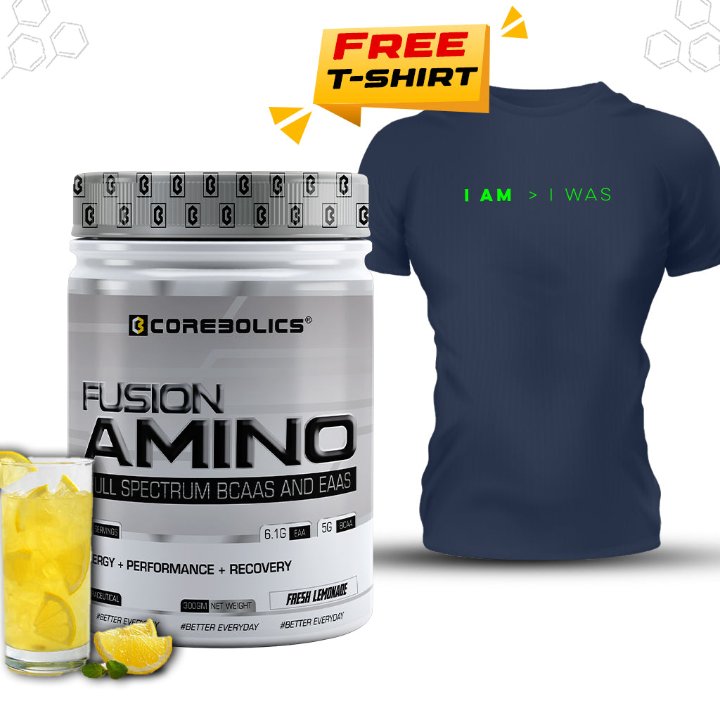 Corebolics Fusion Amino Full Spectrum EAAS (300 gm, 30 Servings) + FREE T-shirt