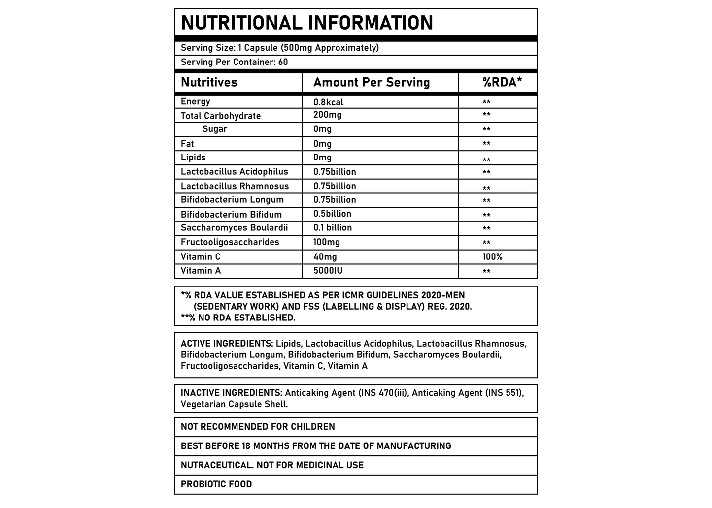 Corebolics Gut Pro –  Pre+Probiotics Formula