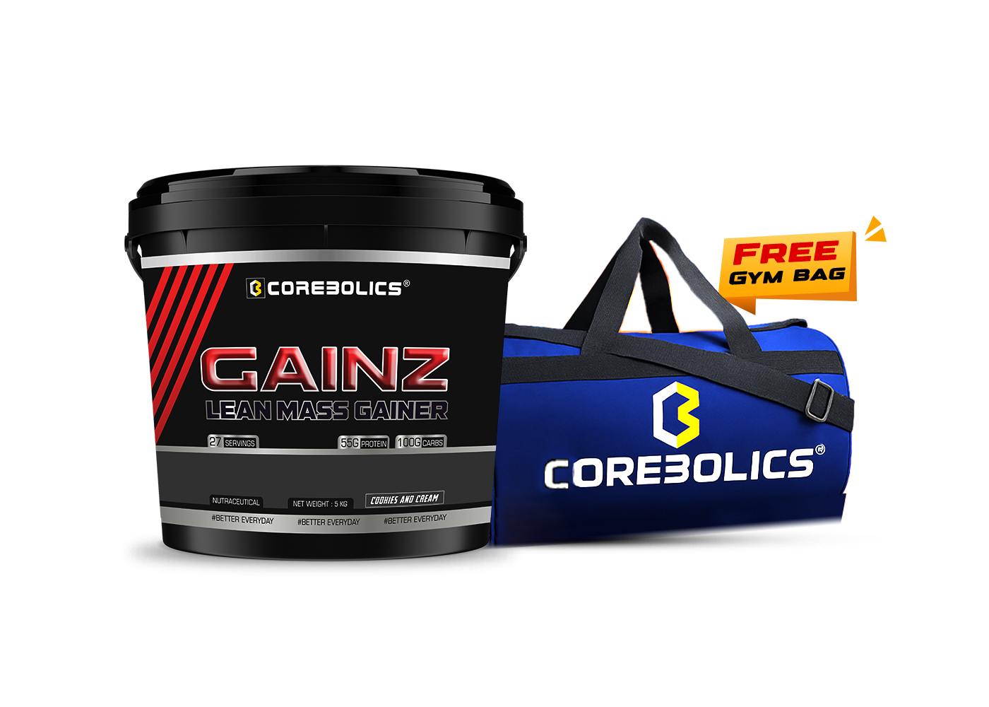 Corebolics gainz 5kg gym bag cookies cream 