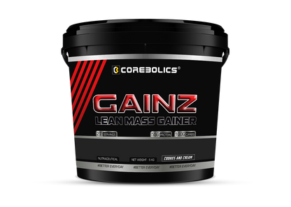 Corebolics Gainz -Lean Mass Gainer (5 kg, 27 Servings)  + FREE GYM BAG
