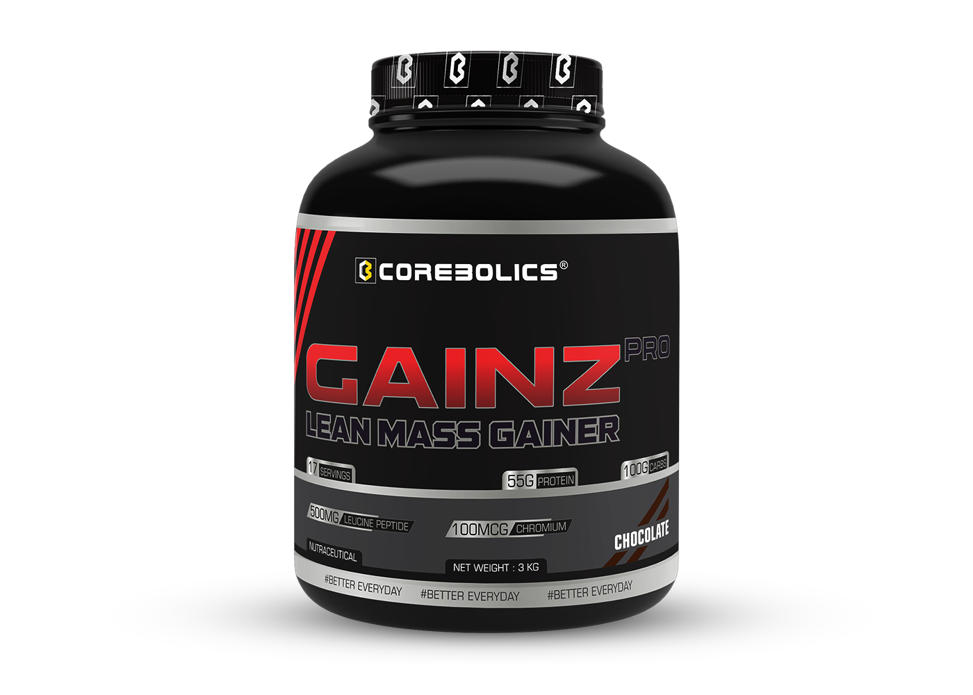 Corebolics Gainz Pro-Lean Mass Gainer (3 kg, 17 Servings)