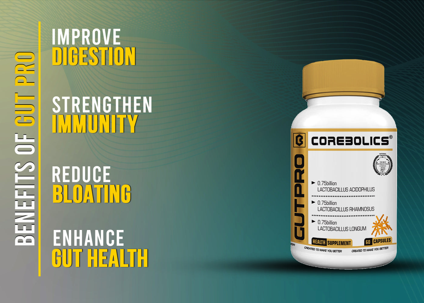 Corebolics Gut Pro –  Pre+Probiotics Formula