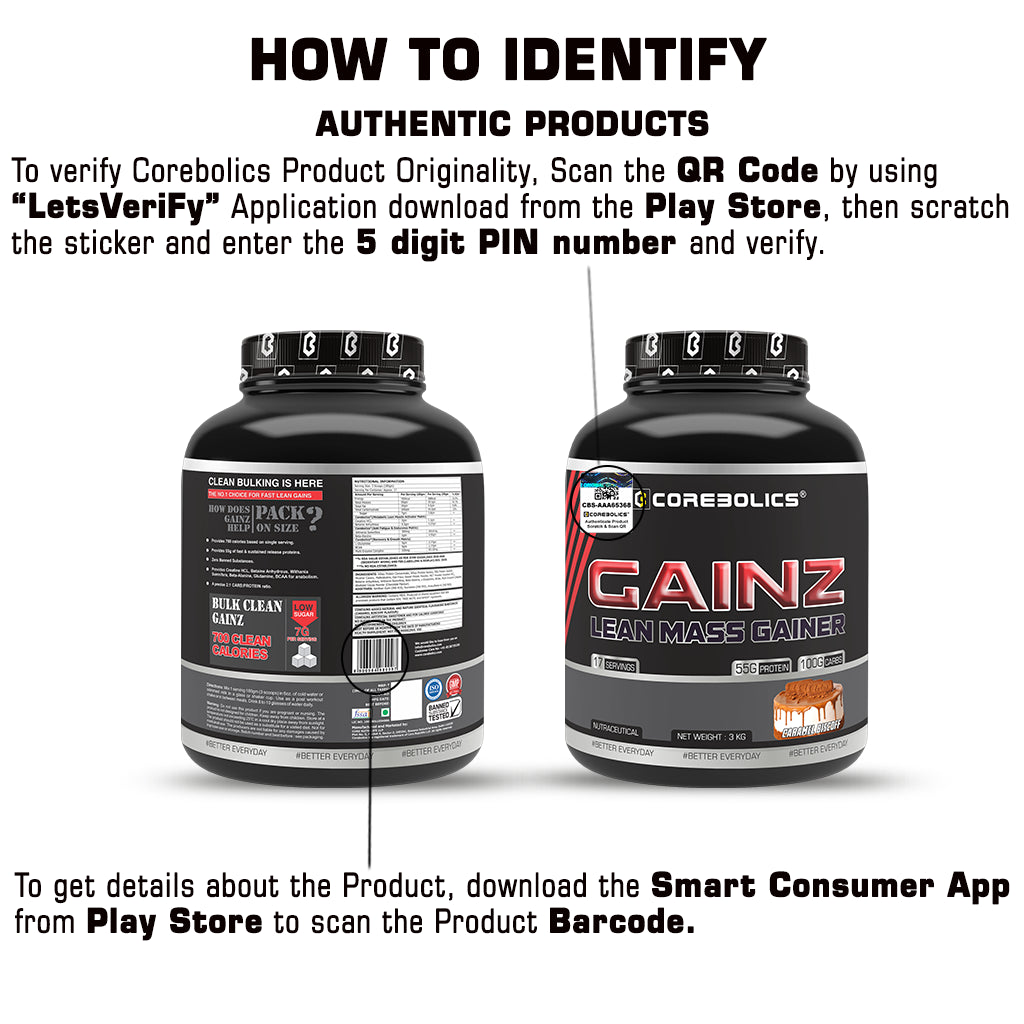 Corebolics Gainz -Lean Mass Gainer (3 kg, 17 Servings)