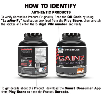 Corebolics Gainz -Lean Mass Gainer (3 kg, 17 Servings)