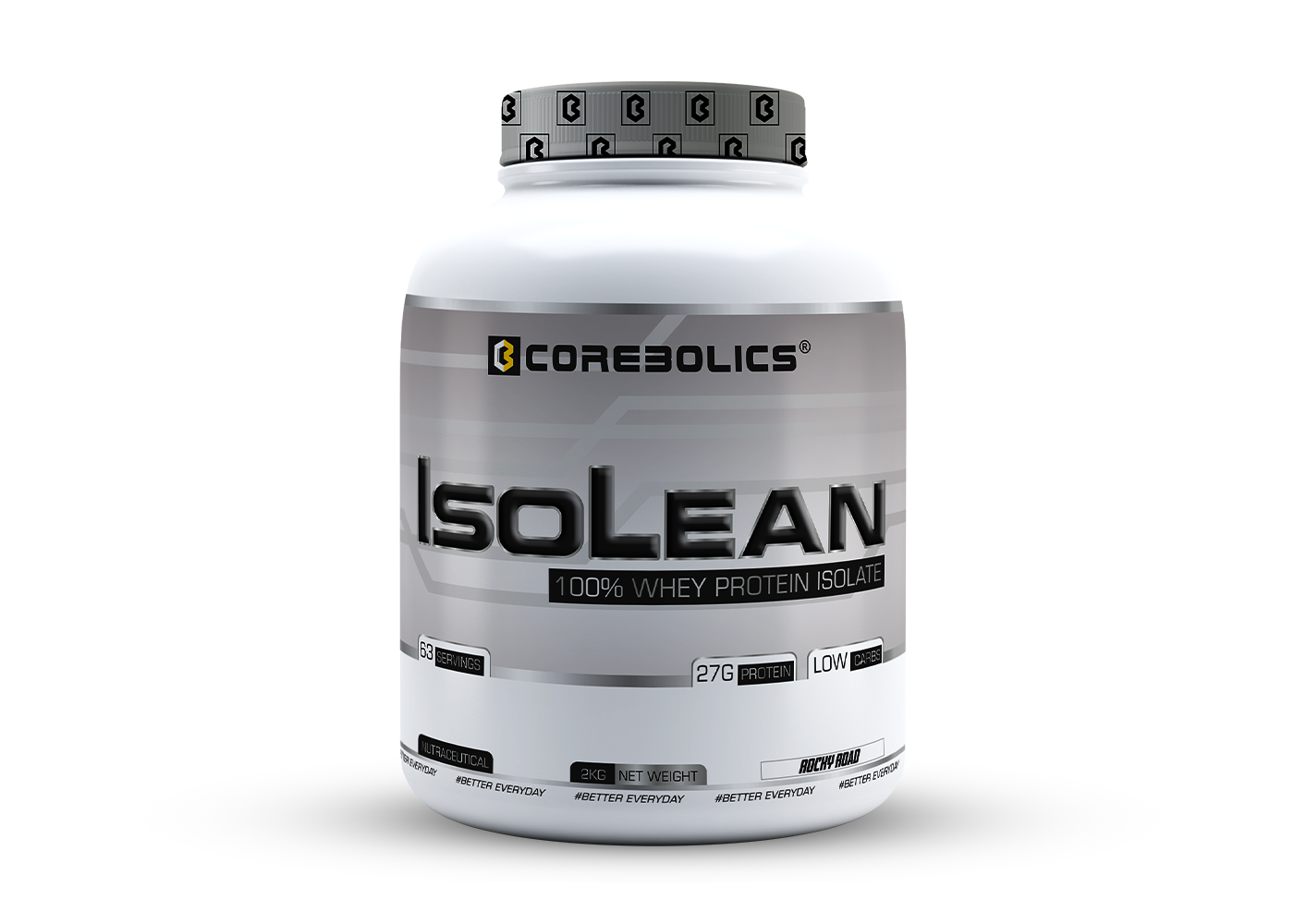 Corebolics Isolean 100% Whey Protein Isolate ( 2 kg, 63 Servings ) + FREE  Samples And Protein Bar