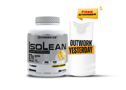 Corebolics Isolean 100% Whey Protein Isolate ( 2 kg, 63 Servings ) + FREE STRINGER