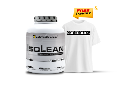 Corebolics Isolean 100% Whey Protein Isolate ( 2 kg, 63 Servings ) + FREE T-Shirt