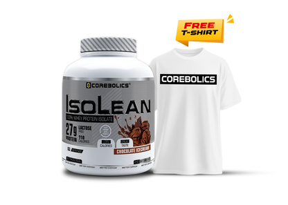 Corebolics Isolean 100% Whey Protein Isolate ( 2 kg, 63 Servings ) + FREE T-Shirt