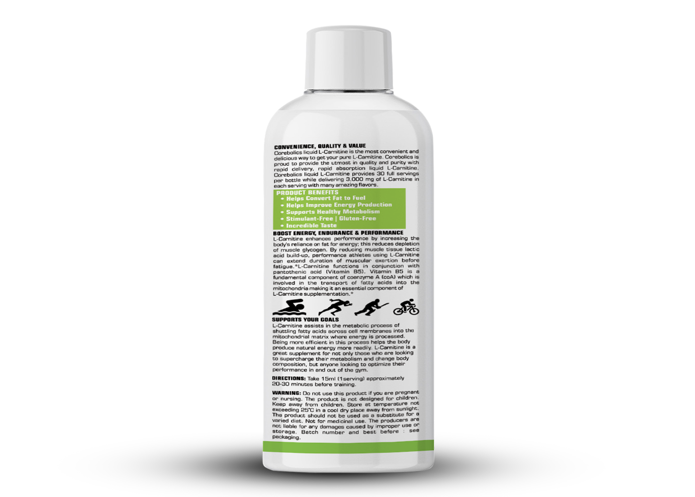 Corebolics L-carntine liquid green apple flavor