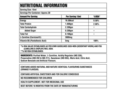 Corebolics L-Carnitine Liquid (450 ml, 30 serving)