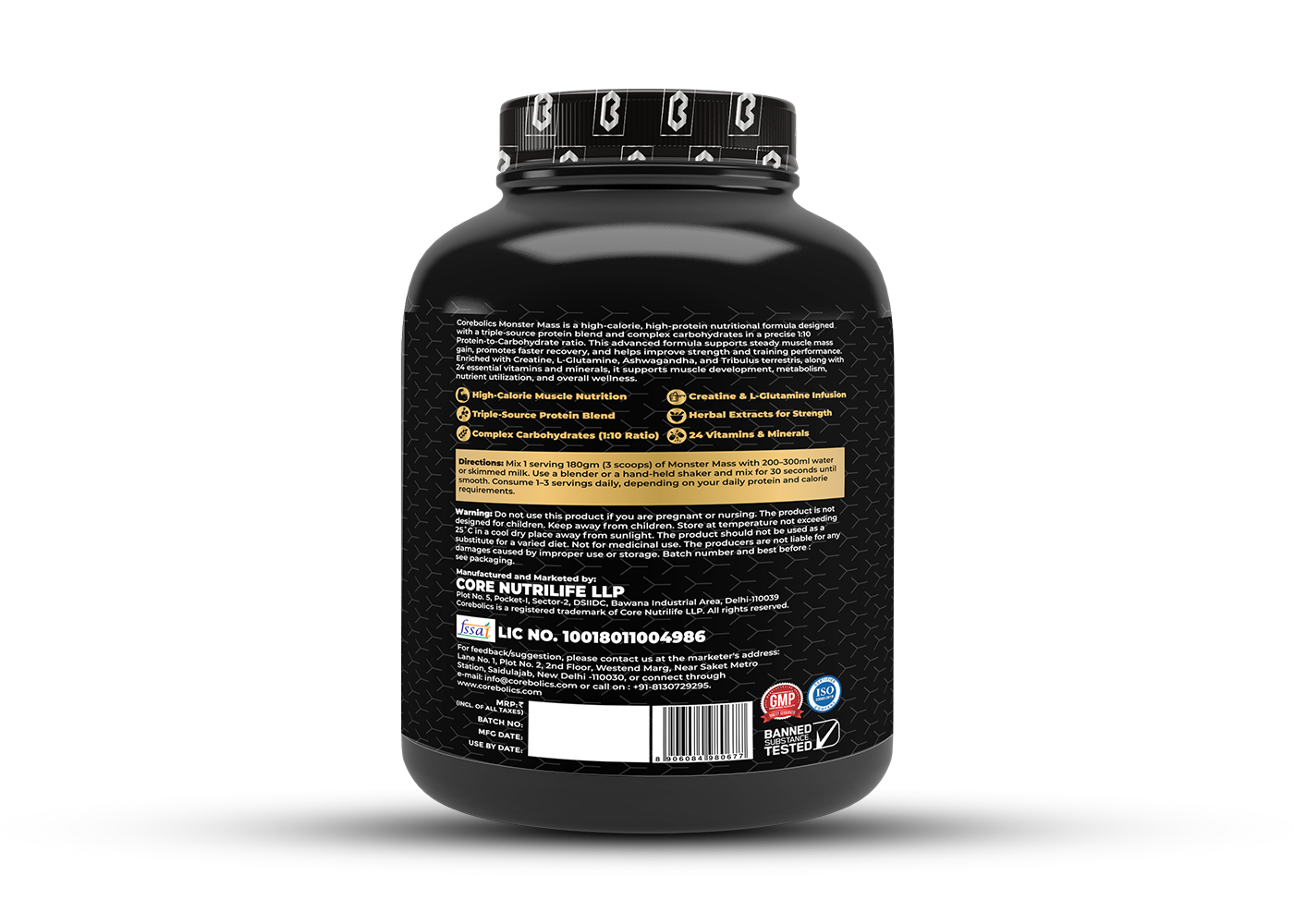 Corebolics Monster Mass 2kg Chocolate Icecream