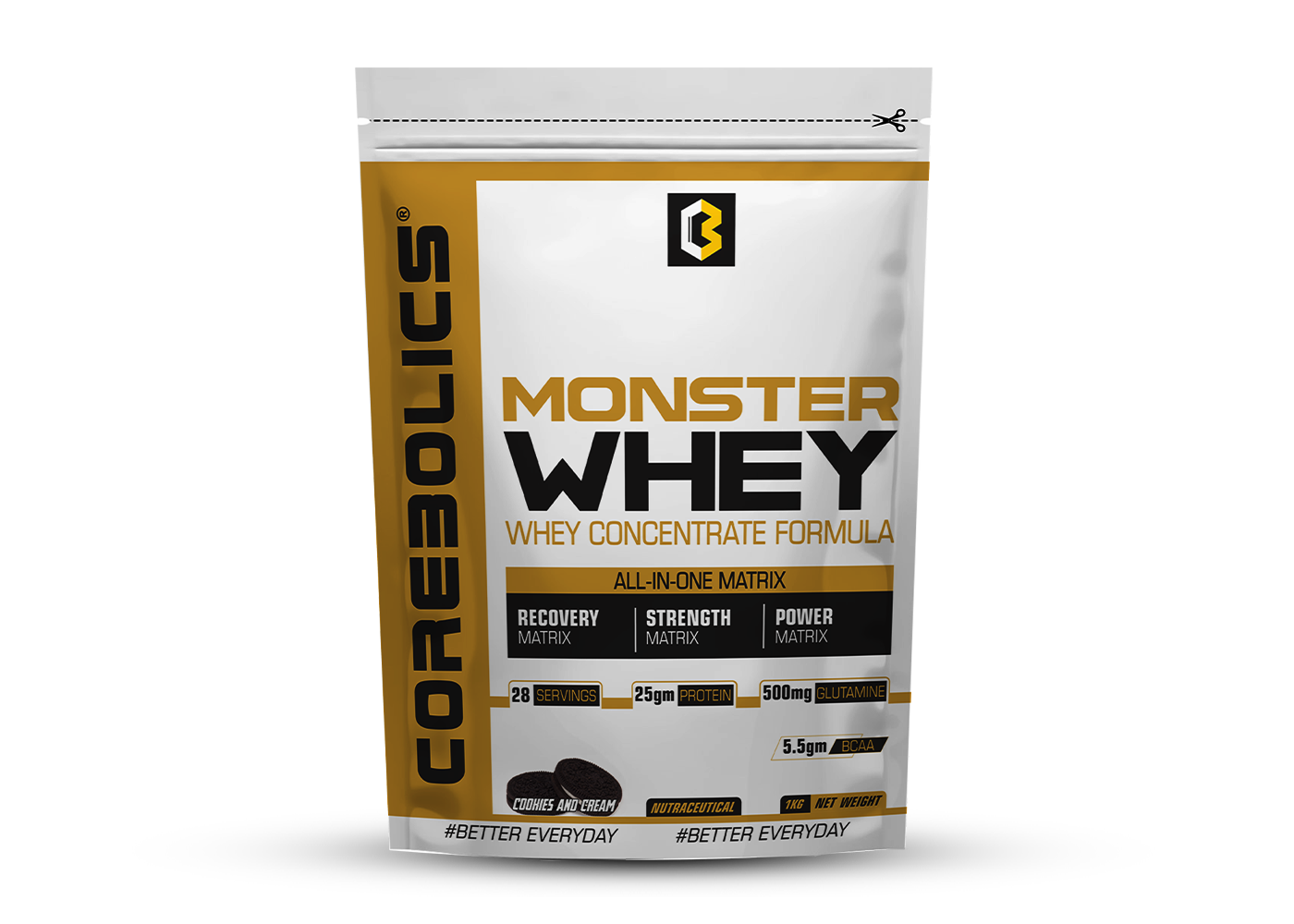Corebolics Monster Whey - Whey Concentrate Formula 1 kg - 28 Servings