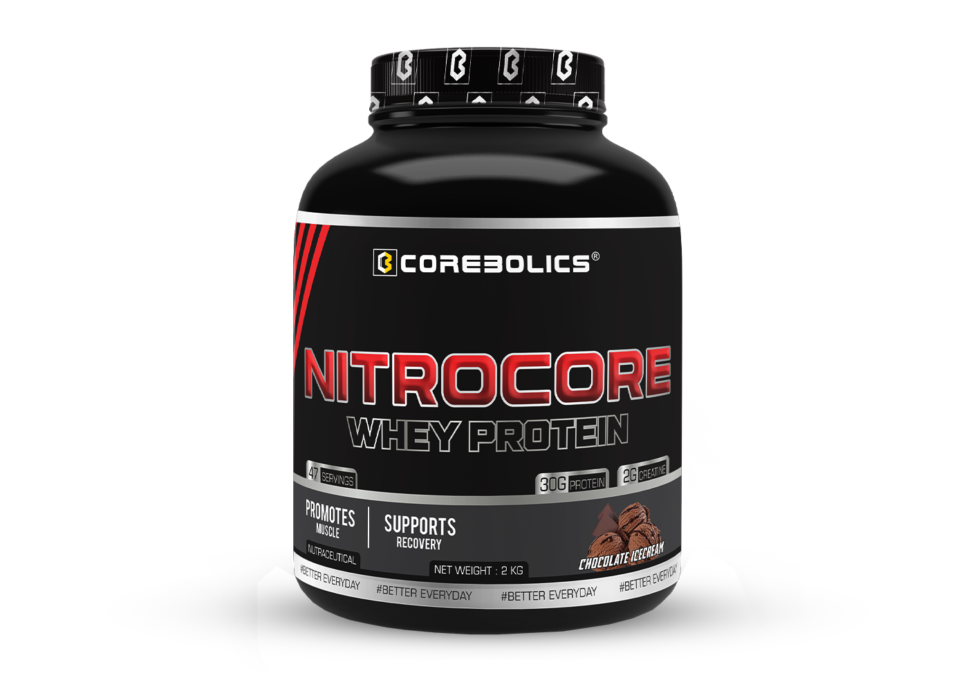 COREBOLICS NITROCORE WHEY PROTEIN ( 2 KG, 47 SERVINGS ) + Free Shaker