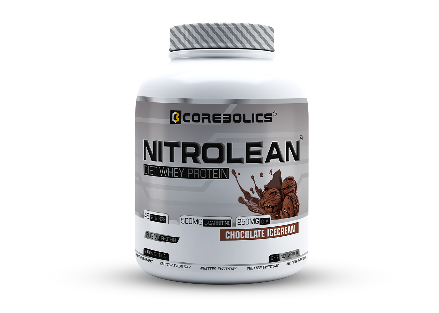 COREBOLICS NITROLEAN - DIET WHEY PROTEIN ( 2 KG, 48 SERVINGS ) + Free Shaker