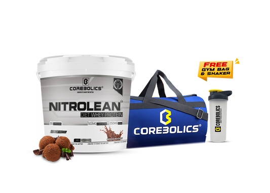 Corebolics Nitrolean - Diet Whey Protein (4kg, 95 Servings) + FREE GYM BAG And SHAKER