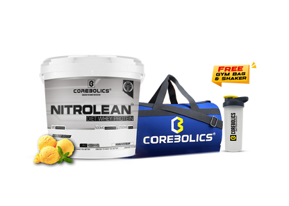 Corebolics Nitrolean - Diet Whey Protein (4kg, 95 Servings) + FREE GYM BAG And SHAKER