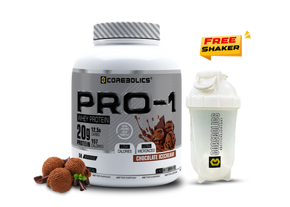 Corebolics Pro-1 Whey Protein (2 kg, 50 Serving) + Free Shaker