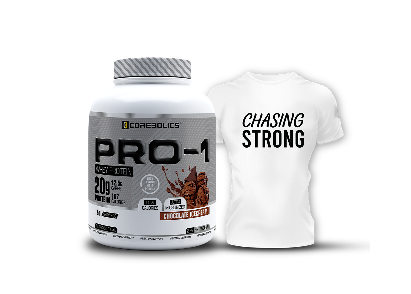 Corebolics Pro-1 Whey Protein ( 2 kg, 50 Serving ) Free T- Shirt
