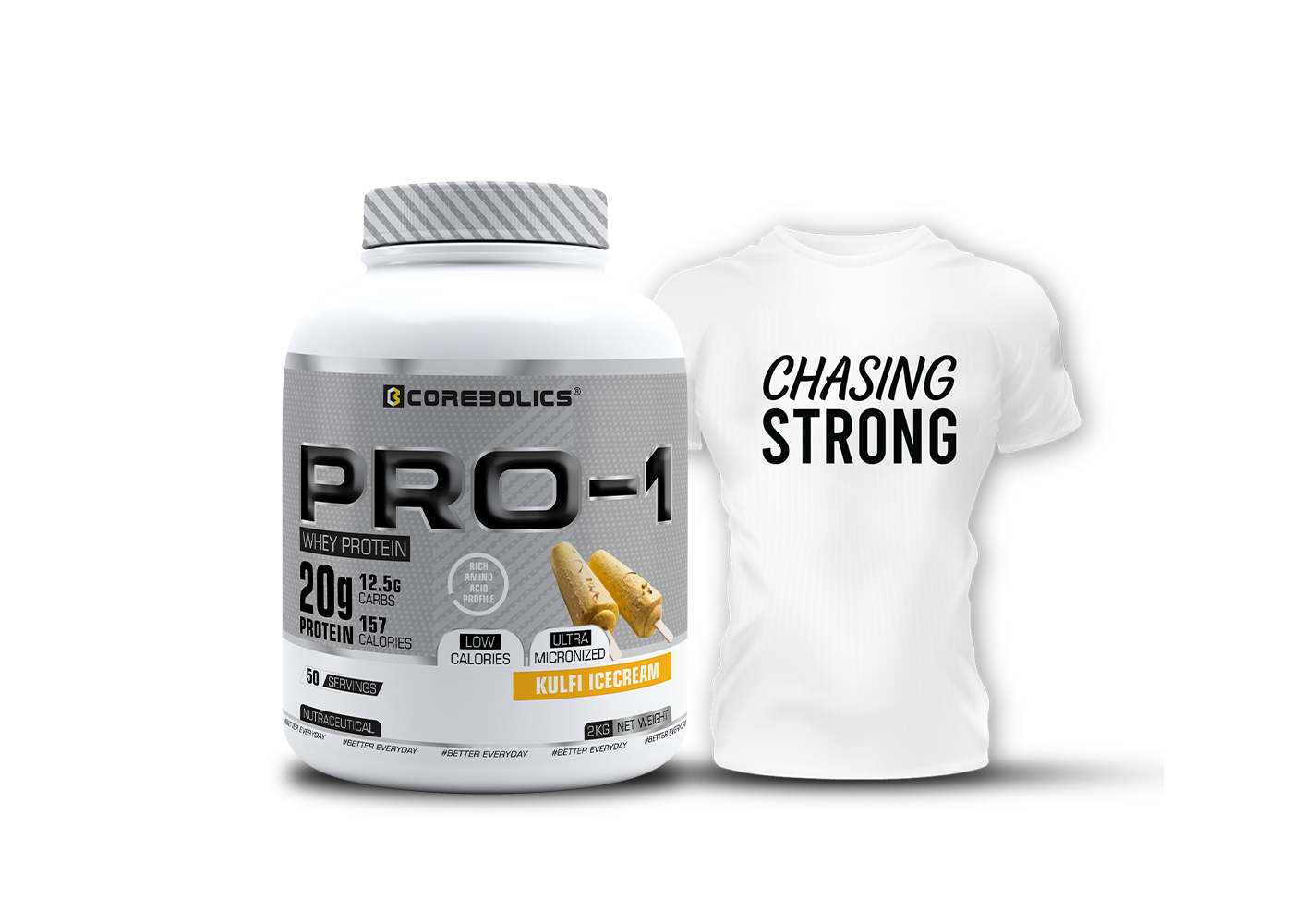 Corebolics Pro-1 Whey Protein ( 2 kg, 50 Serving ) Free T- Shirt