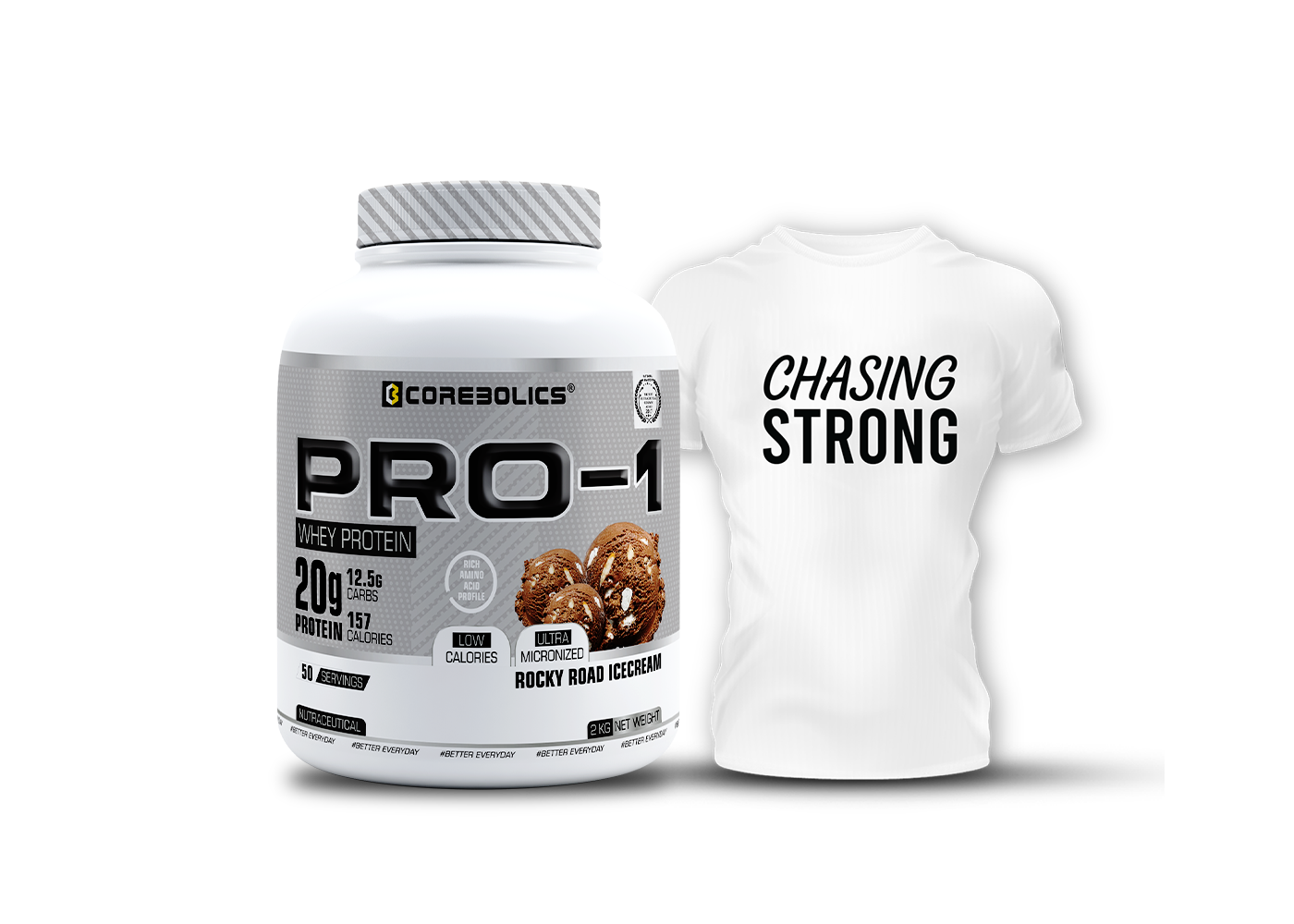 Corebolics Pro-1 Whey Protein ( 2 kg, 50 Serving ) Free T- Shirt