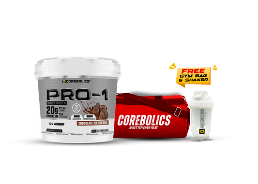 Corebolics Pro-1 Whey Protein ( 5kg, 125 Serving ) + FREE GYM BAG, SHAKER And T-Shirt