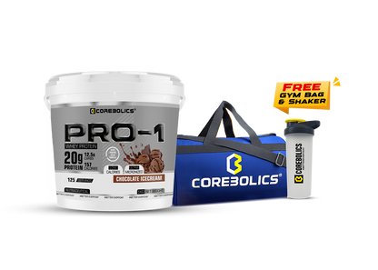 Corebolics Pro-1 Whey Protein ( 5kg, 125 Serving ) + FREE GYM BAG And SHAKER