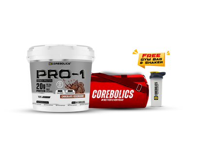 Corebolics pro-1 whey protein 4kg chocolate icecream flavor with , bag & shaker