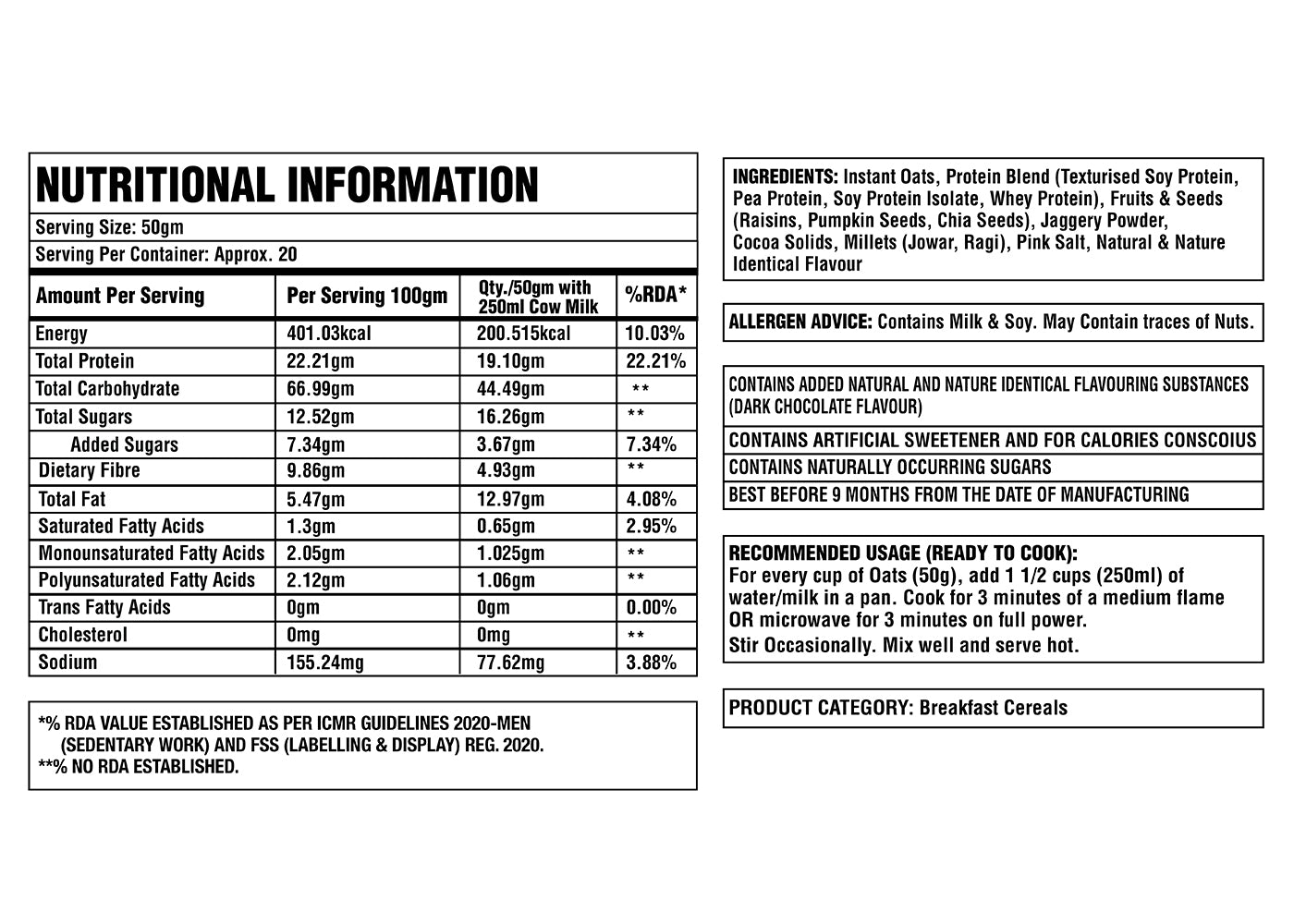 Corebolics Protein Oatmeal
