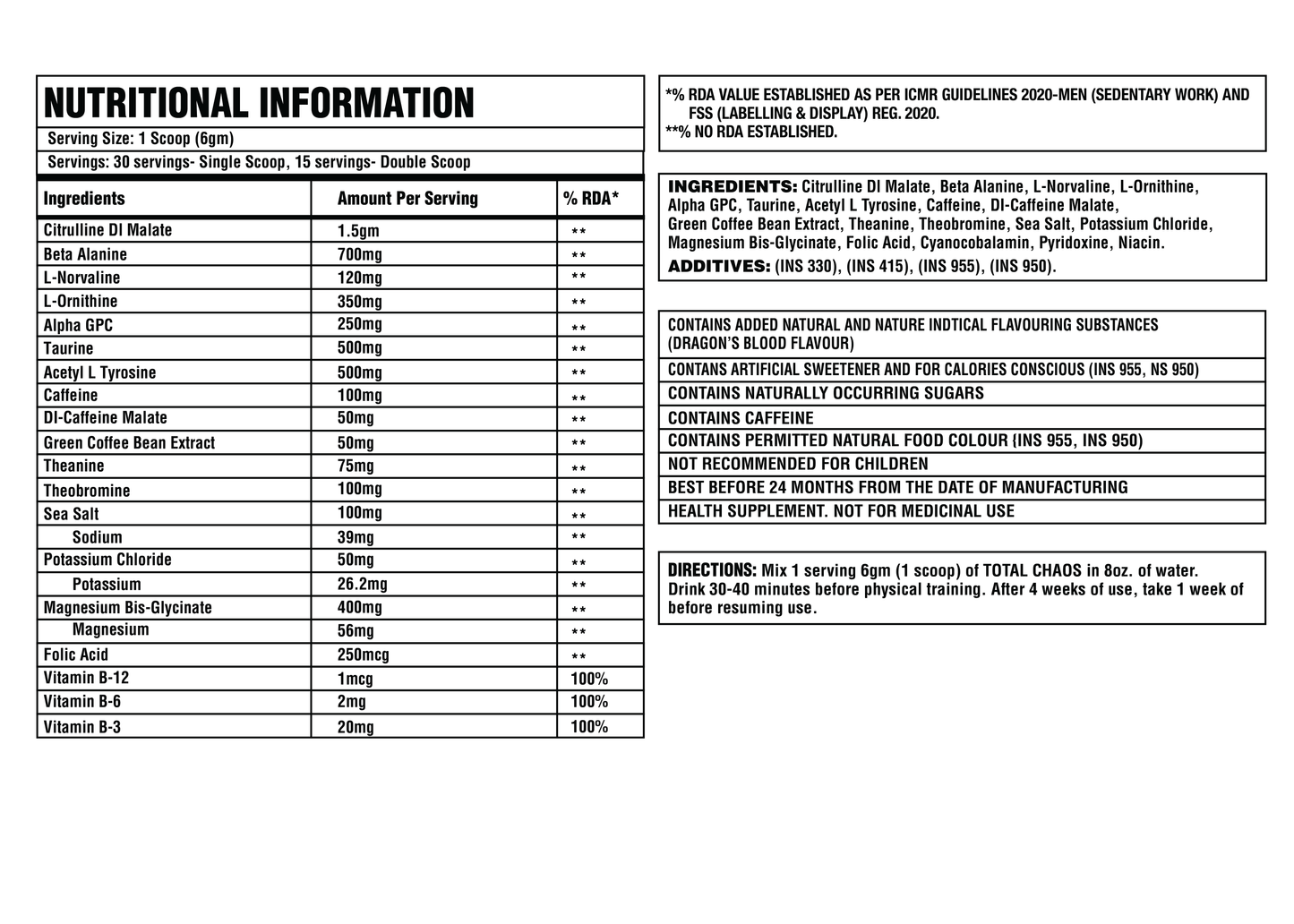 Corebolics Total Chaos Pre-Workout (30 Servings)