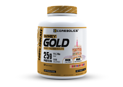Corebolics Whey Gold - Isolate Protein (2 kg, 67 Servings) + FREE Sample And Protein Bar