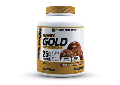 Corebolics Whey Gold - Isolate Protein (2 kg, 67 Servings) + FREE T-Shirt