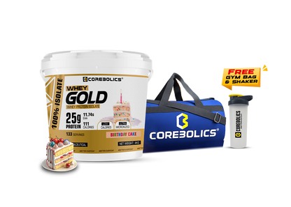 Corebolics Whey Gold - Isolate Protein( 4 kg, 133 Servings ) + FREE GYM BAG And Shaker