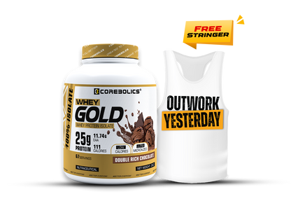 Corebolics Whey Gold - Isolate Protein (2 kg, 67 Servings) + FREE STRINGER