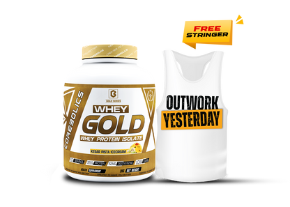 Corebolics Whey Gold - Isolate Protein (2 kg, 67 Servings) + FREE STRINGER