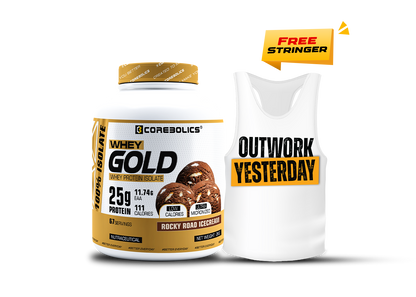 Corebolics Whey Gold - Isolate Protein (2 kg, 67 Servings) + FREE STRINGER