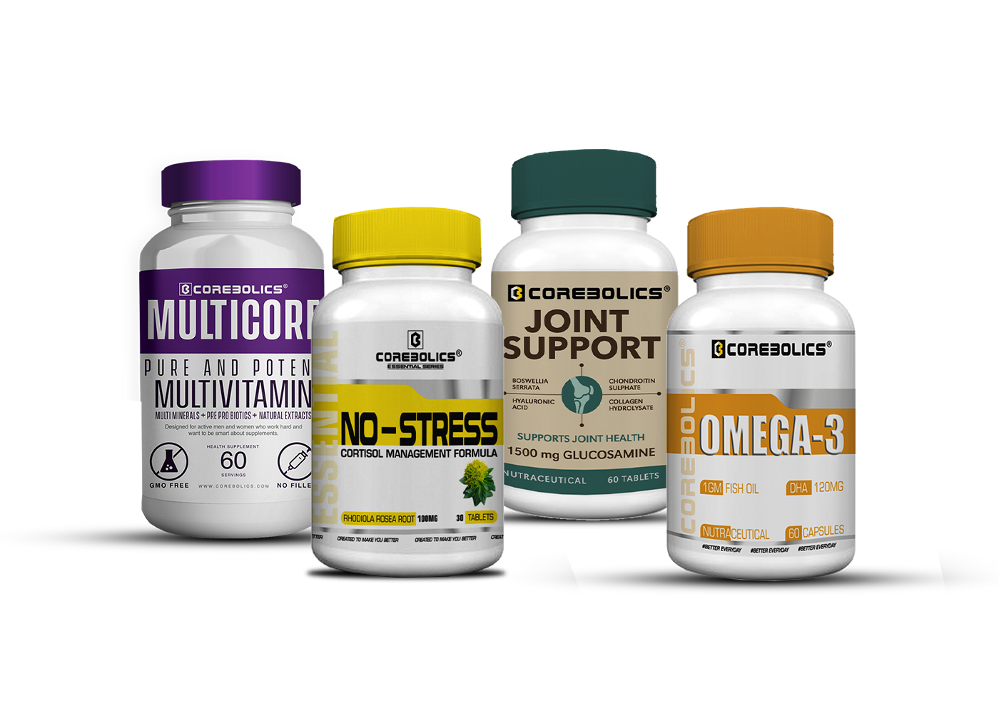 One Combo. Four Benefits – Multicore, No-Stress, Omega-3 & Joint Support