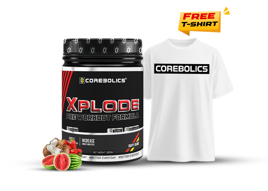 Corebolics Xplode Pre Workout Formula (360 gm, 30 Servings) + FREE T-shirt