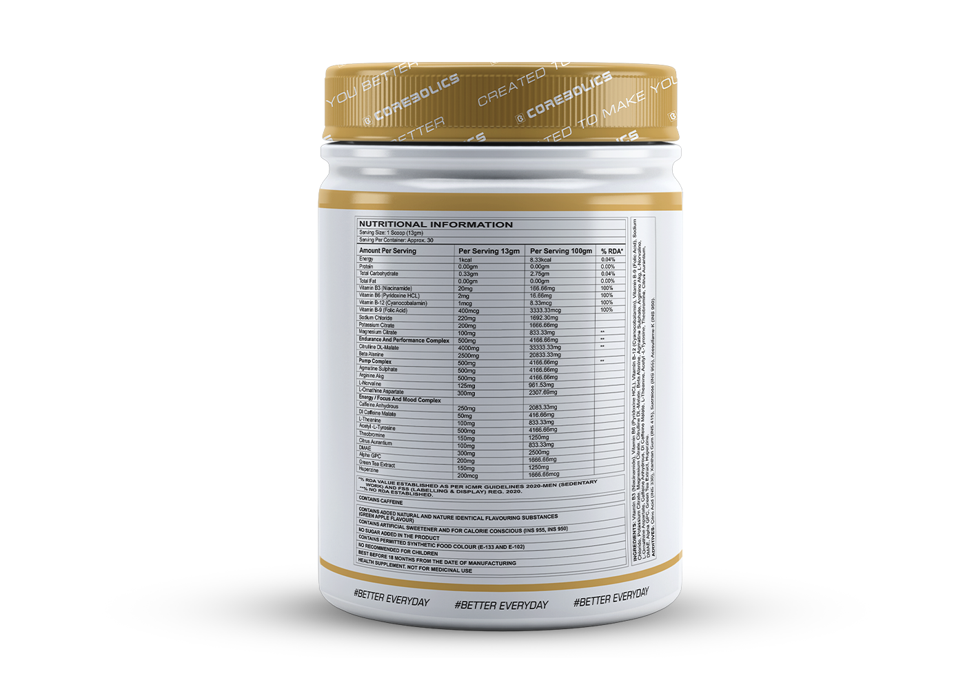 Corebolics Xplode Ultimate (390 gm, 30 Servings) + Free T-shirt
